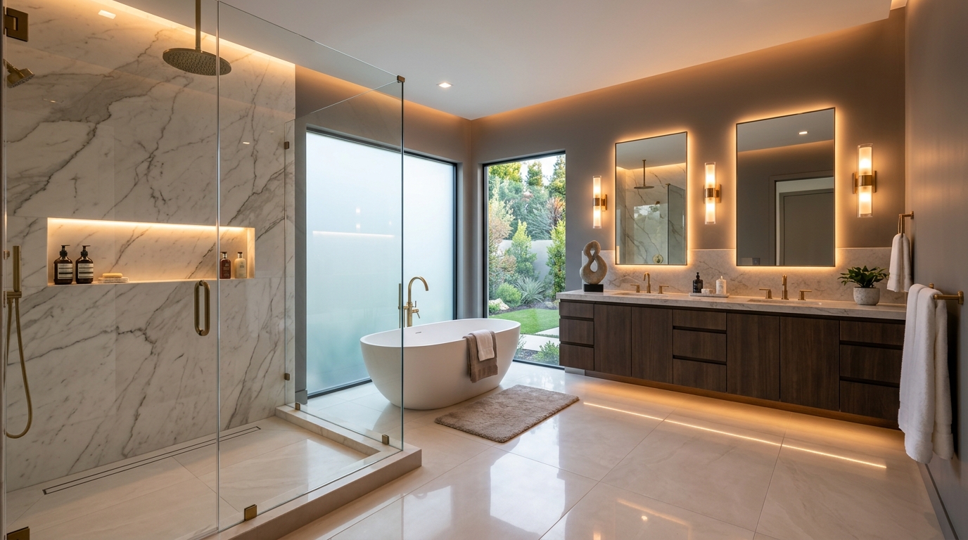 Luxury bathroom shower tile installation by BML Tile LLC